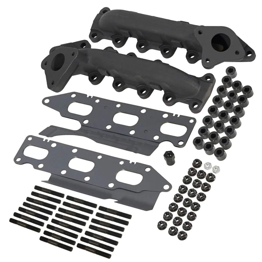 1043001 – BD DIESEL Exhaust Manifold, High-Silicon Ductile Iron With 22 Exhaust Spacers/ 22 Class 8.8 Studs/ Nuts